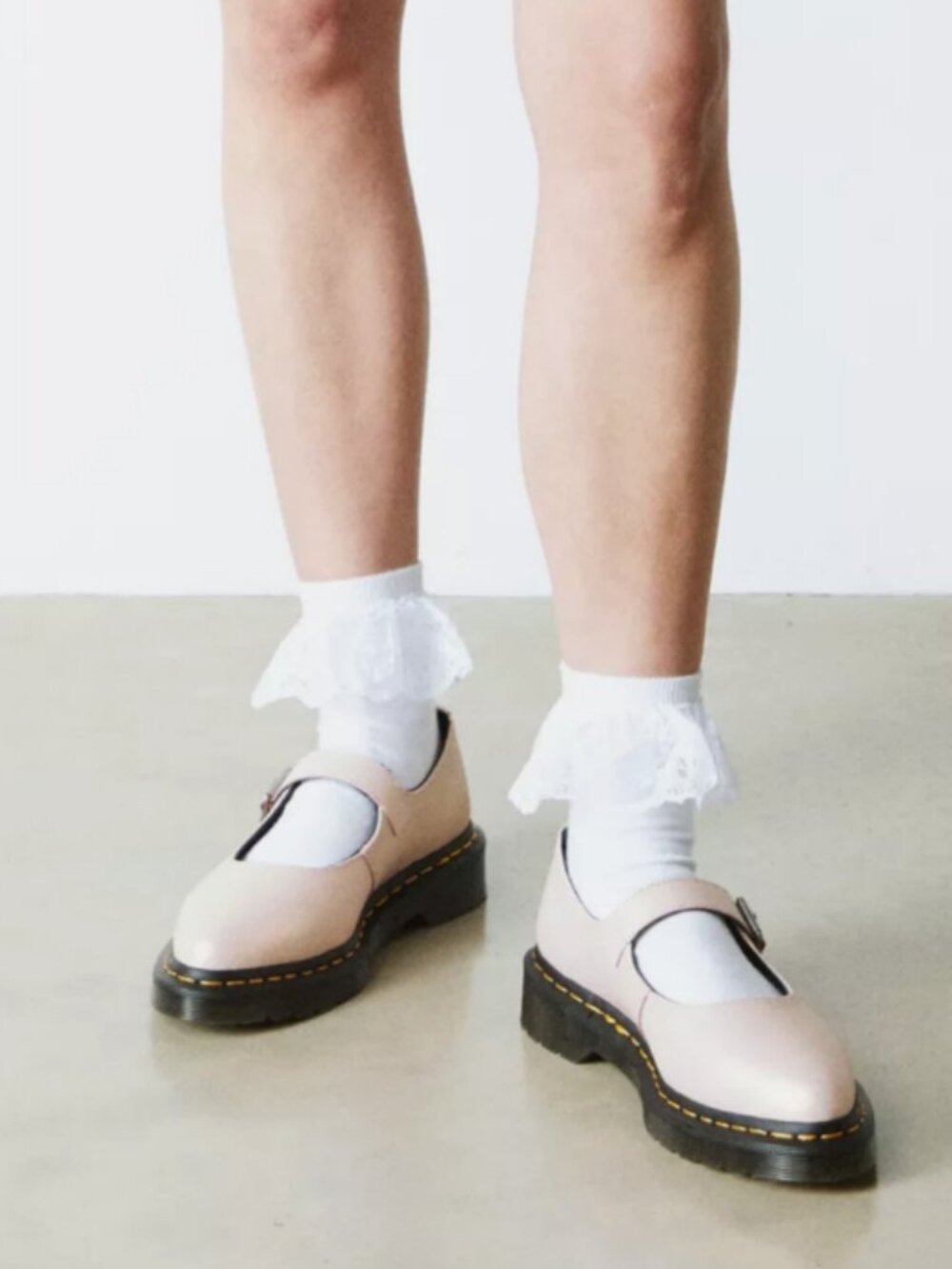 Dr. Martens Elphie Powder Pink Iridescent Leather Ballet Flat MSRP$190